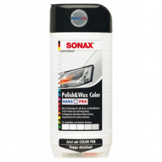 Lotiune pentru ceruit si lustruit alb + creion corector SONAX Polish &amp;amp; wax color NanoPro cod SO296000 foto