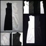 Rochie Office Eleganta Midi, Alb-Negru, Fara Maneci. Rochie de Ocazie, Cocktail, Banchet, Party. Fashion 2024