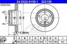 Disc frana fata BMW Seria 5 (E39) fabricat in perioada 11.1995 - 06.2003 ATE cod 105- 24.0322-0159.1 foto