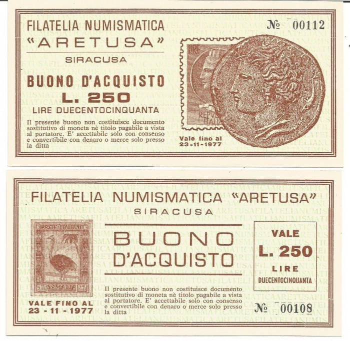 ! ITALIA = FILATELIA-NUMISMATICA SIRACUSA - 250 LIRE 1977 M - UNC/CEA DIN SCAN