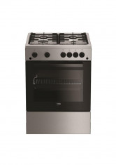 Aragaz Beko FSGT62110DXO, 4 arzatoare, aprindere electrica plita sicuptor, grill gaz, rotisor, iluminare cuptor, foto