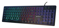 Tastatura Serioux 9500i, cu fir, US layout, iluminata, taste tip Chiclet, neagra, USB foto