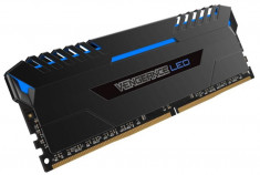 Memorie RAM DIMM Corsair Vengeance LED 64GB (4x16GB), DDR4 3000MHz, CL15, 1.35V, blue LED, foto