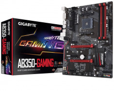 Placa de baza Gigabyte Socket AM4 (AMD RYZENa?? processor), AB350-GAMING, 4*DDR4 3200(O.C.)/2933(O.C.)/2667*/2400/2133 MHz, HDMI/DVI-D, foto