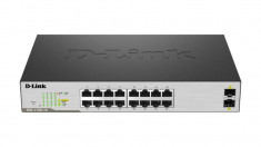 Switch D-Link DGS-1100-18, 16 porturi Gigabit, 2 porturi SFP, Capacity 36Gbps, 8K MAC, 11&amp;amp;quot; foto