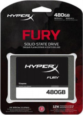 SSD Kingston, 480GB, HyperX Fury, SATA3, rata transfer r/w: 500/500 mb/s, 7mm, fara adaptor foto