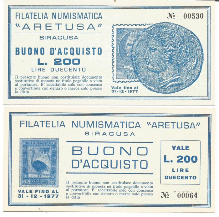 !!! ITALIA = FILATELIA-NUMISMATICA SIRACUSA - 200 LIRE 1977 - UNC/CEA DIN SCAN