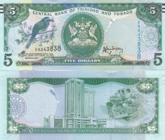 Trinidad &amp;amp; Tobago 5 Dollar 2015 UNC foto