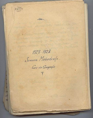 Curs geografie Simion Mehedinti 1927-1928, scris de un student- manuscris foto
