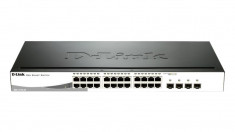 Switch D-Link DGS-1210-28P, 24 porturi Gigabit PoE Base-T, 4 porturi SFP 1000Mbps, Capacity 56Gbps, foto