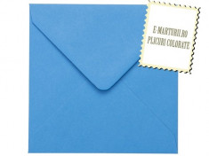 Plicuri patrate colorate invitatii/felicitare.Plicuri albastre 130mm x 130mm EM130BLUE foto