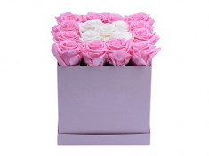 Aranjament floral - Trandafiri 17buc - Roz si Alb FC44 foto