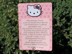 Invitatie botez Hello Kitty cu plic personalizat EM1012 foto