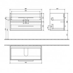 Villeroy &amp;amp; Boch, Avento, Mobilier suspendat cu 2 sertare, 96 cm, gri foto