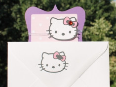 Invitatie botez Hello Kitty cu plic personalizat Em1008 foto