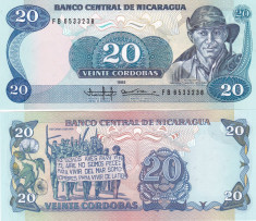 Nicaragua 20 Cordobas 1985 UNC foto