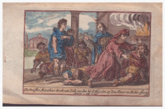 Scena alegorica religioasa, Gravura colorata foto