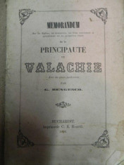 MEMORANDUM DE LA PRINCIPAUTE DE VALACHIE G. BENGESCO --BUC 1858 foto