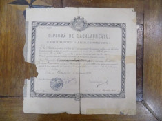 Diploma de bacalaureat, Carol I, Botosani 1882 foto