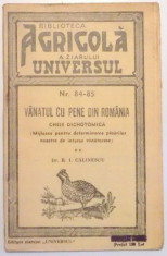 VANATUL CU PENE DIN ROMANIA, CHEIE DICHOTOMICA, NR. 84-85 de DR. R. I. CALINESCU , 1938 foto