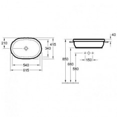 Villeroy &amp;amp; Boch, Arhitectura, lavoar rotund incastrat, 62 cm, alb foto