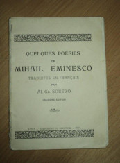 QUELQUES POESIES DE MIHAIL EMINESCU, AL GR SUTU, IASI 1911 foto