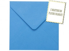 Plicuri colorate invitatii/felicitare. Plicuri albastre 155x155mm EM155BLUE foto