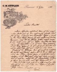 Scrisoare a fabricantului de bere C. H. Oppler, Bucuresti 1889 foto