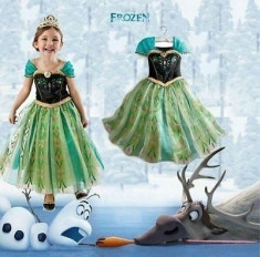 Rochita Anna Ziua Incoronarii Green Rochie Frozen petrecere 7, 8, 9 ani foto