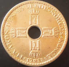 Moneda istorica 1 Corona Norvegiana- NORVEGIA, anul 1937 *cod 4324 - excelenta! foto