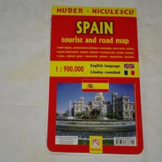Spania - Harta turistica si rutiera - scara 1:900000 - limba romana, engleza