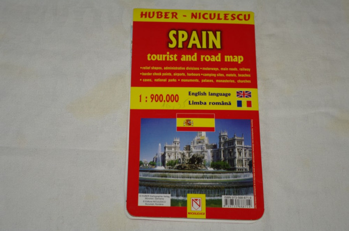Spania - Harta turistica si rutiera - scara 1:900000 - limba romana, engleza