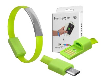 Cablu de date MicroUSB tip: Bratara, 0,2m Verde foto