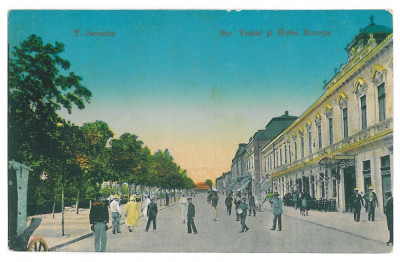 4005 - TURNU SEVERIN, street stores - old postcard - unused foto