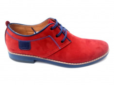 Pantofi barbati rosii, casual din piele naturala - LS501ROSUBUFU foto