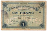 SV * Belgia 1 FRANC 1921 * Commune de Dottignies * SUPRATIPAR * mai rara !
