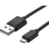 Cablu de date plat, MicroUSB (metal plug) Negru