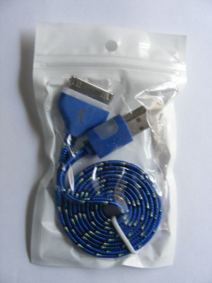 Cablu de date Snur Apple iPhone 4 cu LED Blue foto