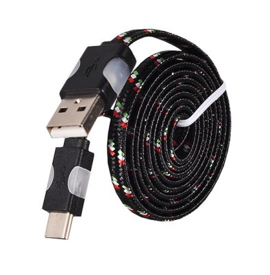 Cablu de date Snur Micro USB Type-C cu Led Negru foto