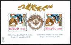 Romania 2002, LP 1598 b, Romania invitata in NATO, bloc, MNH! LP 40,70 lei foto