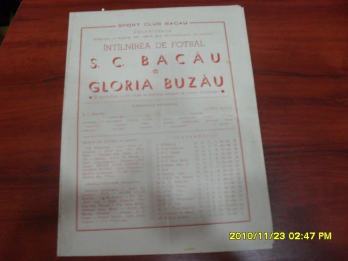 program S C Bacau - Gloria Buzau