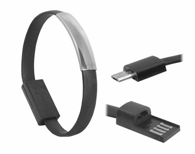 Cablu de date MicroUSB tip: Bratara, 0,2m Negru foto