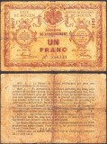 SV * Franta / ROUEN Camera de Comert 1 FRANC 1917 bancnota regionala WWI