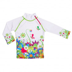 Tricou de baie Flowers marime 86- 92 protectie UV Swimpy foto