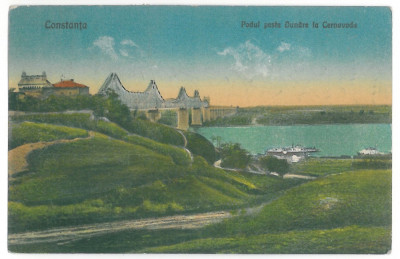 4012 - CERNAVODA, Constanta, Bridge - old postcard - used - 1921 foto