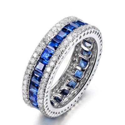Inel Verigheta Din Aur Alb 10 Kt Gold Filled Cu Pietre Din Safir
