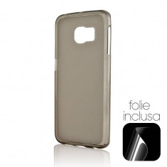 Husa Protectie Spate Lemontti Silicon Negru (folie inclusa) pentru Samsung Galaxy S6 Edge G925 foto