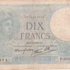 SV * Franta 10 FRANCI / DIX FRANCS 1939 * VF+