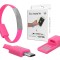Cablu de date MicroUSB tip: Bratara, 0,2m Roz