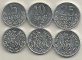 MOLDOVA SET / LOT 3 buc 5 BANI + 10 BANI + 25 BANI 2017 a UNC, Europa, Aluminiu